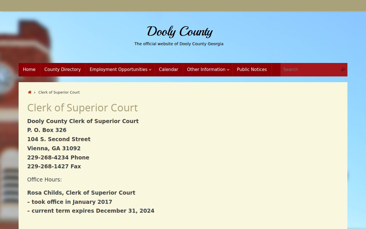 Dooly County Superior Court Clerk warrant record route